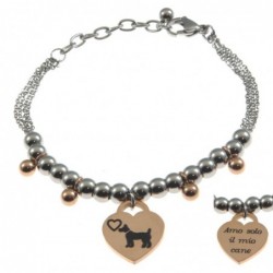 bracciale donna con frasi e simboli acciaio
