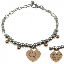 bracciale donna con frasi e simboli acciaio
