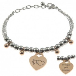 bracciale donna con frasi e simboli acciaio