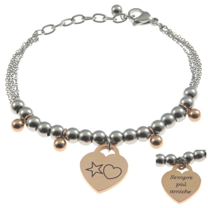 bracciale donna con frasi e simboli acciaio