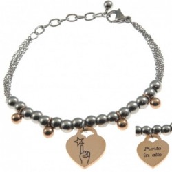 bracciale donna con frasi e simboli acciaio