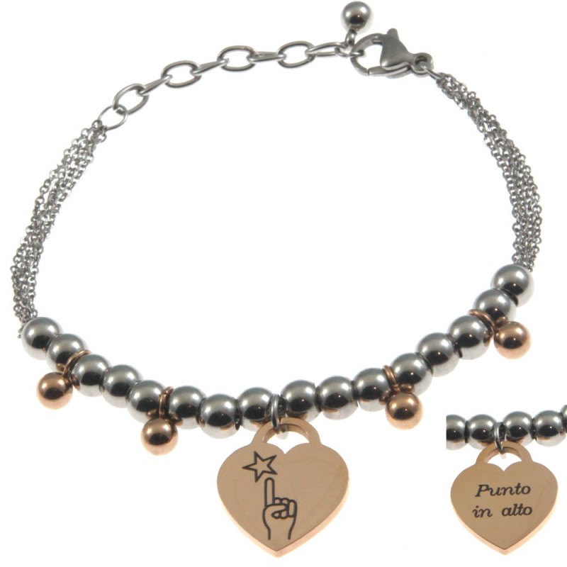 bracciale donna con frasi e simboli acciaio