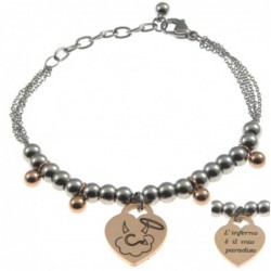 bracciale donna con frasi e simboli acciaio