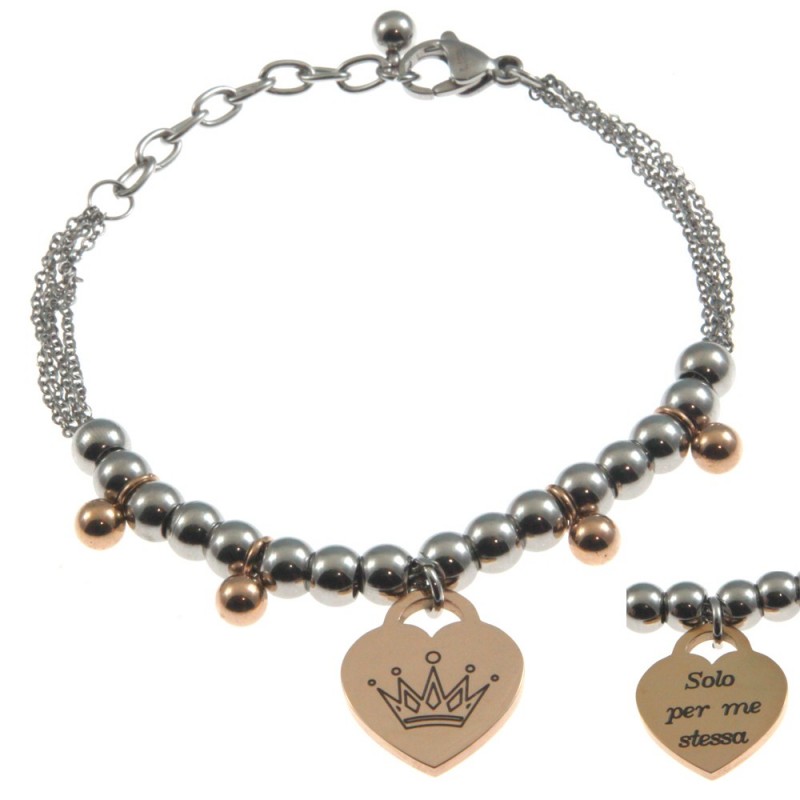 bracciale donna con frasi e simboli acciaio