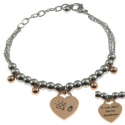 bracciale donna con frasi e simboli acciaio