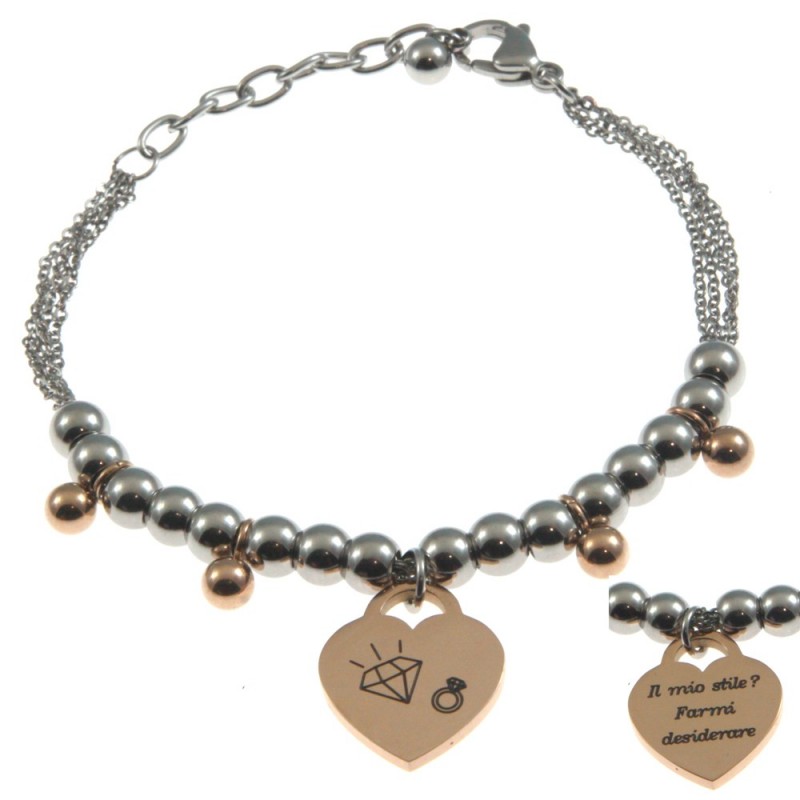 bracciale donna con frasi e simboli acciaio