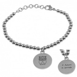 bracciale donna con frasi e simboli acciaio