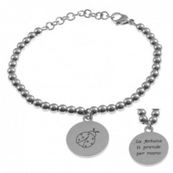 bracciale donna con frasi e simboli acciaio