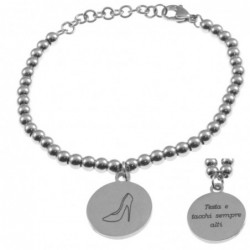 bracciale donna con frasi e simboli acciaio