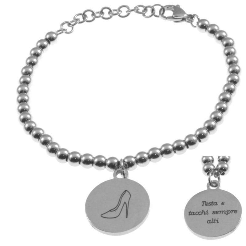 bracciale donna con frasi e simboli acciaio