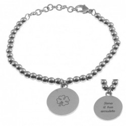 bracciale donna con frasi e simboli acciaio