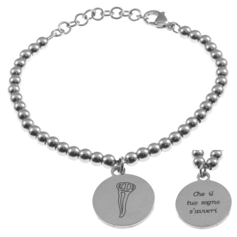 bracciale donna con frasi e simboli acciaio