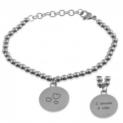bracciale donna con frasi e simboli acciaio