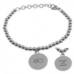 bracciale donna con frasi e simboli acciaio