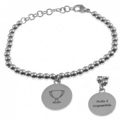 bracciale donna con frasi e simboli acciaio