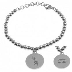 bracciale donna con frasi e simboli acciaio