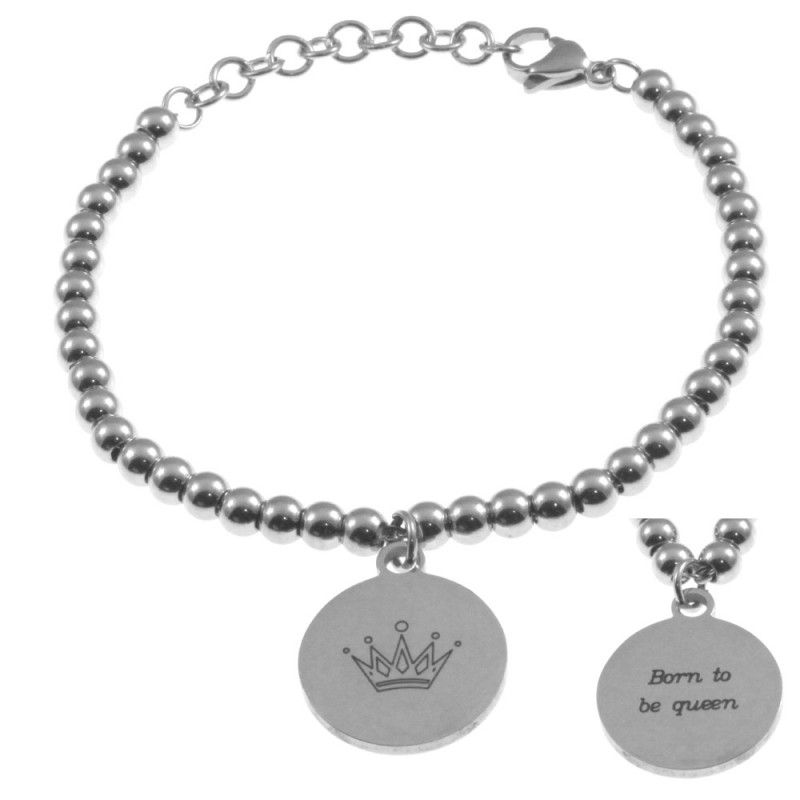 bracciale donna con frasi e simboli acciaio