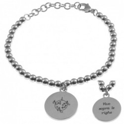 bracciale donna con frasi e simboli acciaio