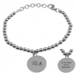 bracciale donna con frasi e simboli acciaio