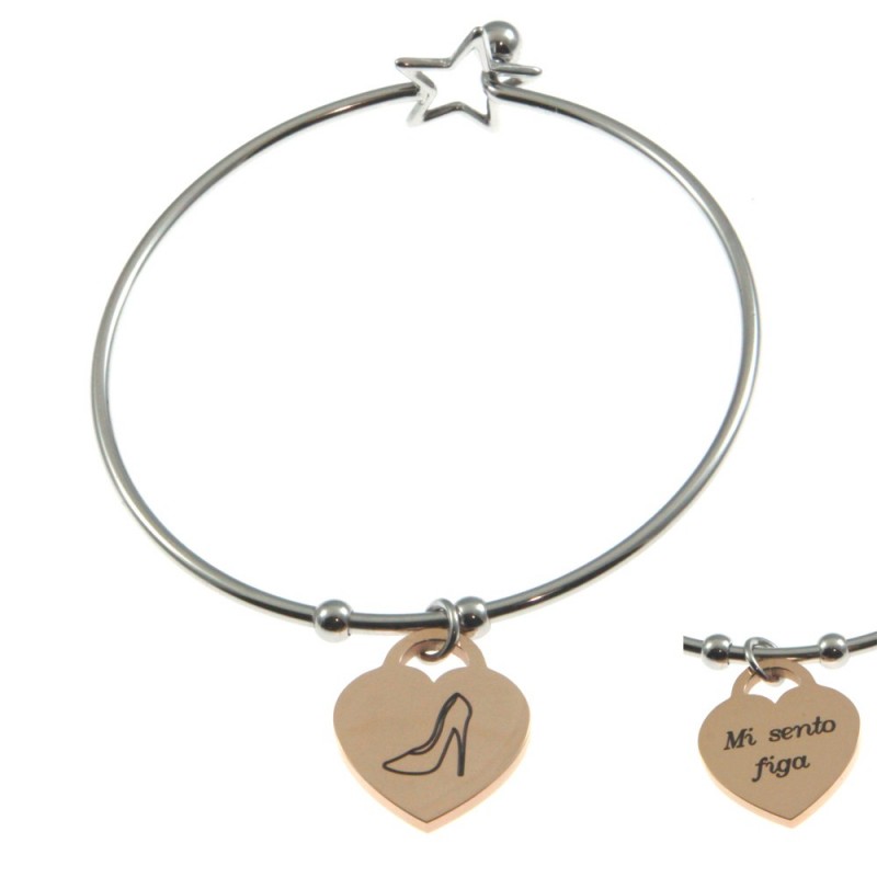 bracciale donna con frasi e simboli acciaio