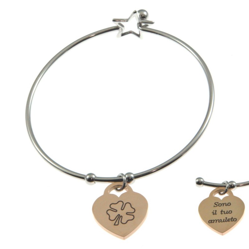 bracciale donna con frasi e simboli acciaio