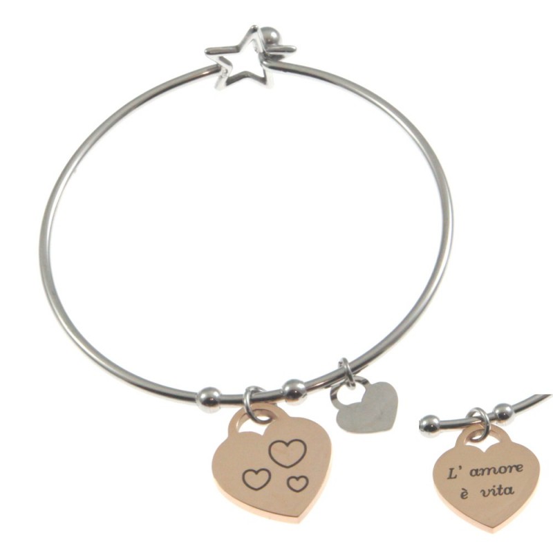 bracciale donna con frasi e simboli acciaio