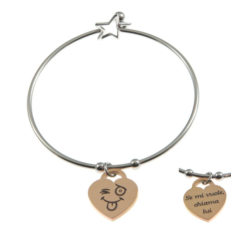 bracciale donna con frasi e simboli acciaio