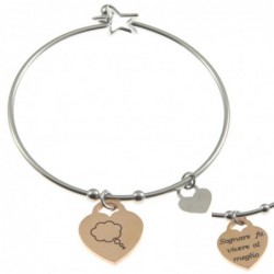 bracciale donna con frasi e simboli acciaio