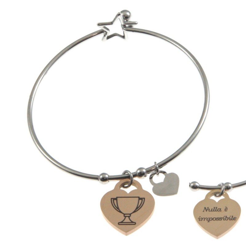 bracciale donna con frasi e simboli acciaio