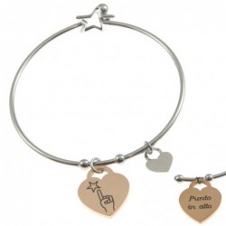 bracciale donna con frasi e simboli acciaio