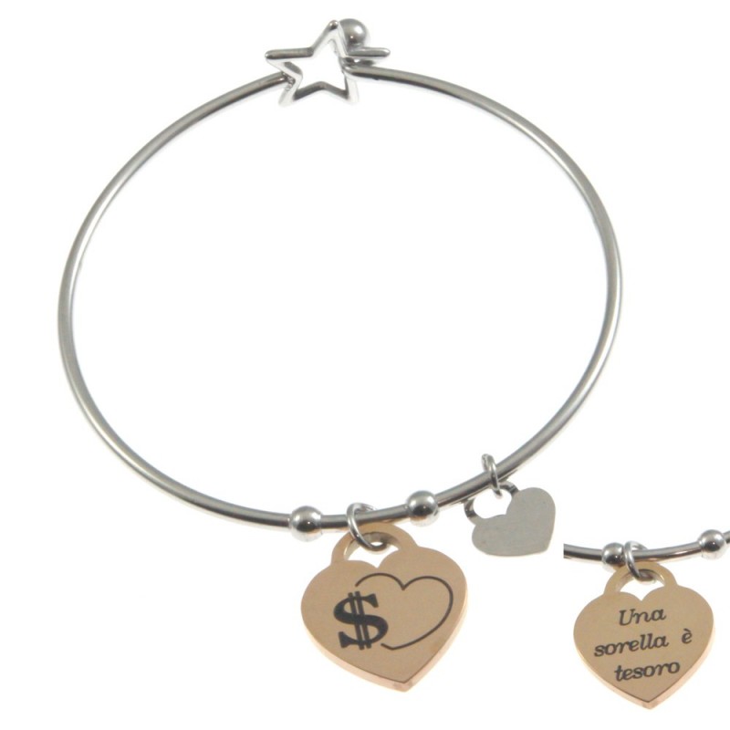 bracciale donna con frasi e simboli acciaio