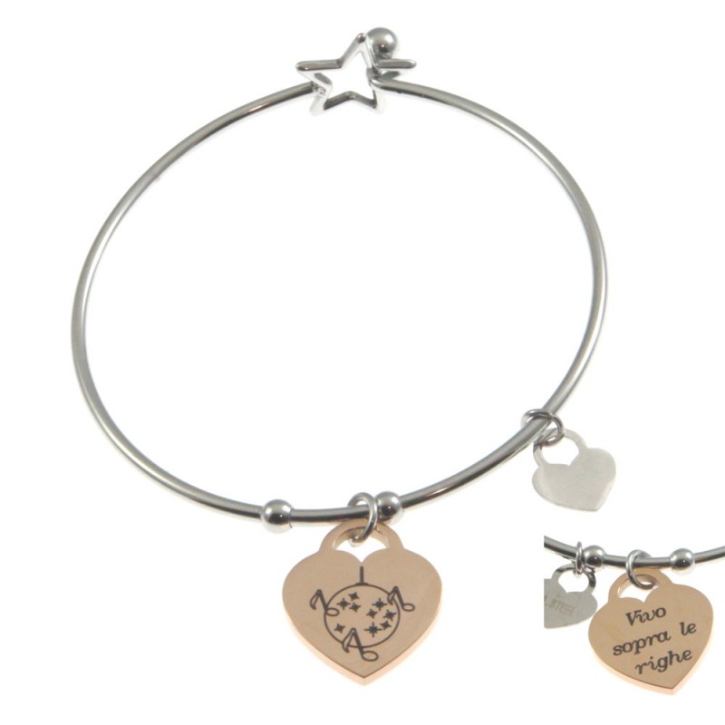 bracciale donna con frasi e simboli acciaio