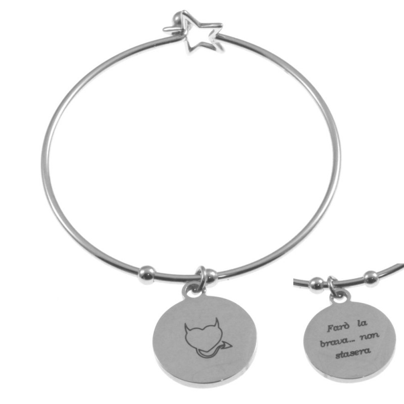bracciale donna con frasi e simboli acciaio