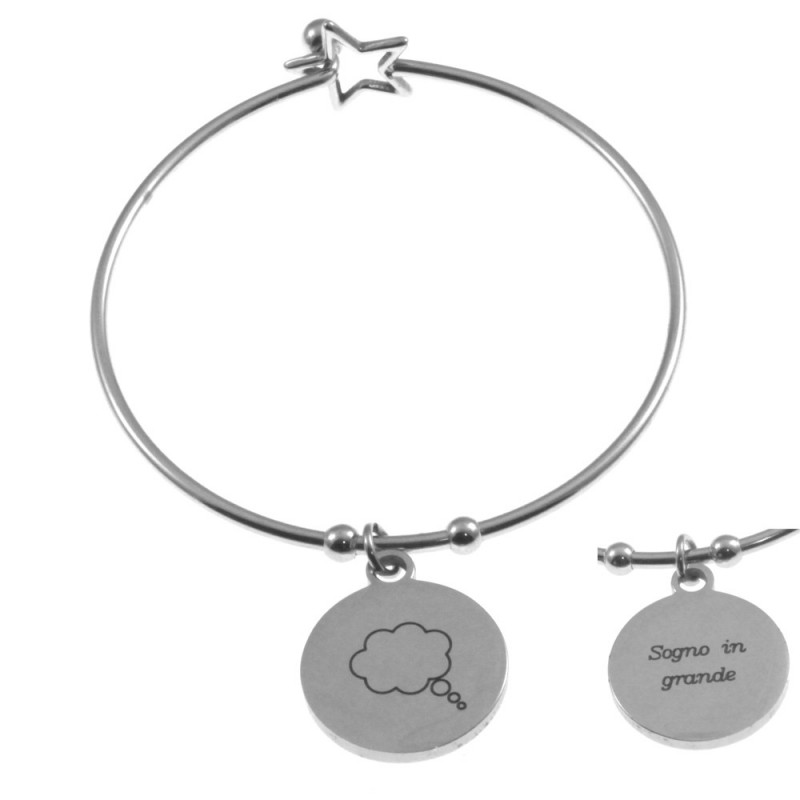 bracciale donna con frasi e simboli acciaio