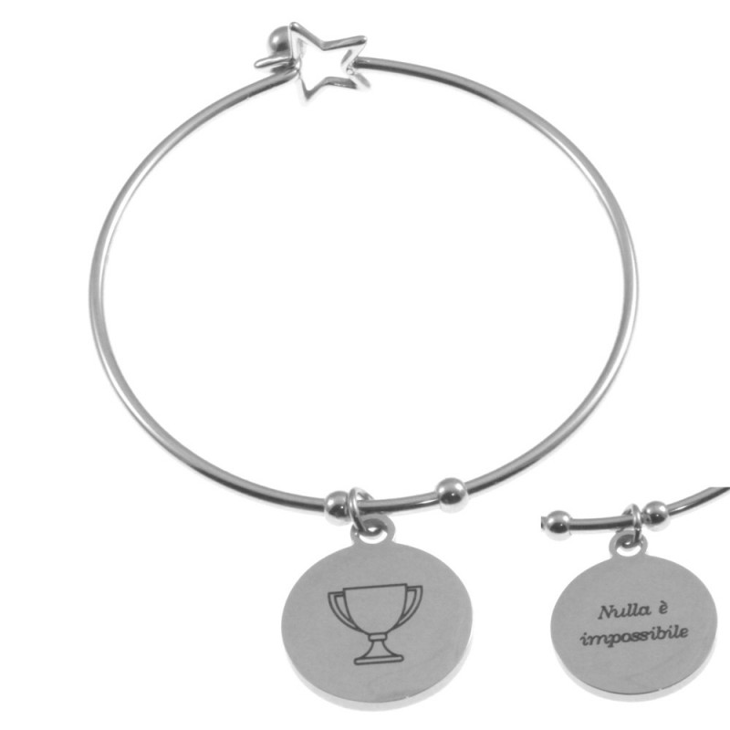 bracciale donna con frasi e simboli acciaio