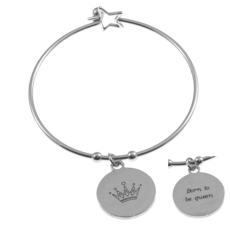 bracciale donna con frasi e simboli acciaio