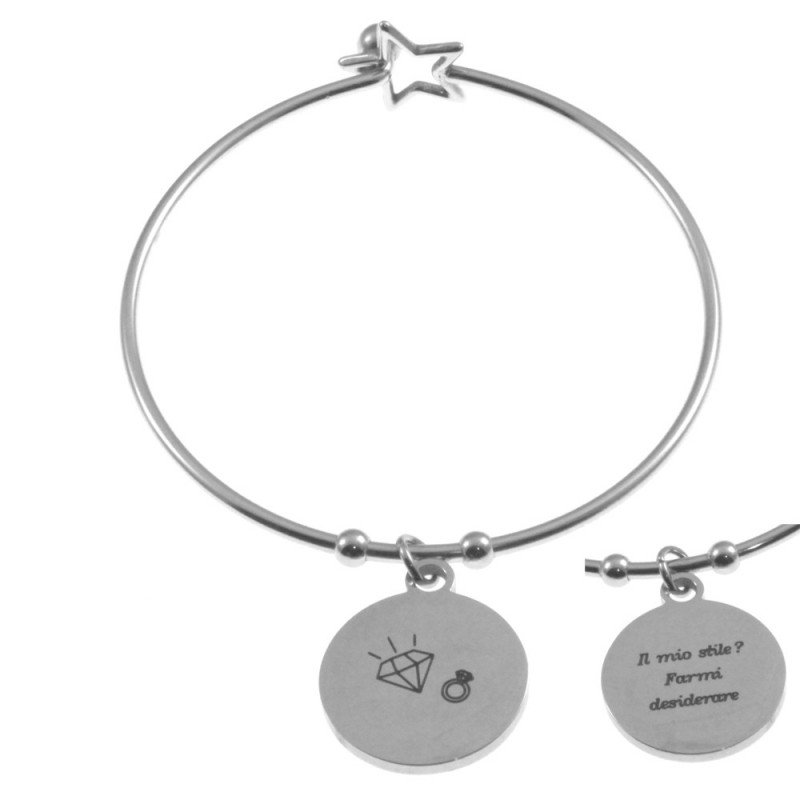 bracciale donna con frasi e simboli acciaio