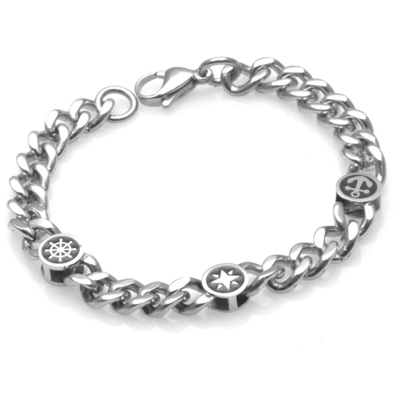 bracciale con simboli marinari uomo acciaio
