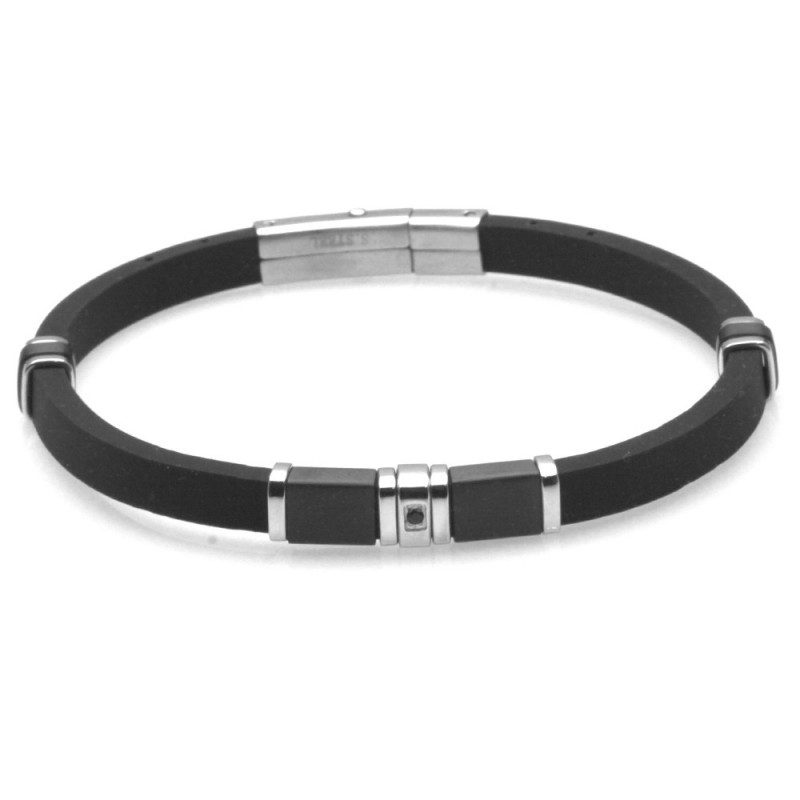 bracciale uomo elegante acciaio e caucciù