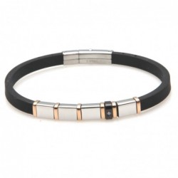 bracciale uomo elegante acciaio e caucciù