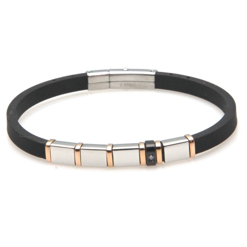 bracciale uomo elegante acciaio e caucciù