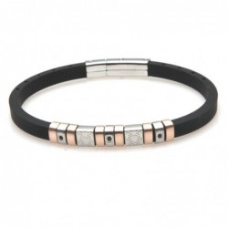 bracciale uomo elegante acciaio e caucciù
