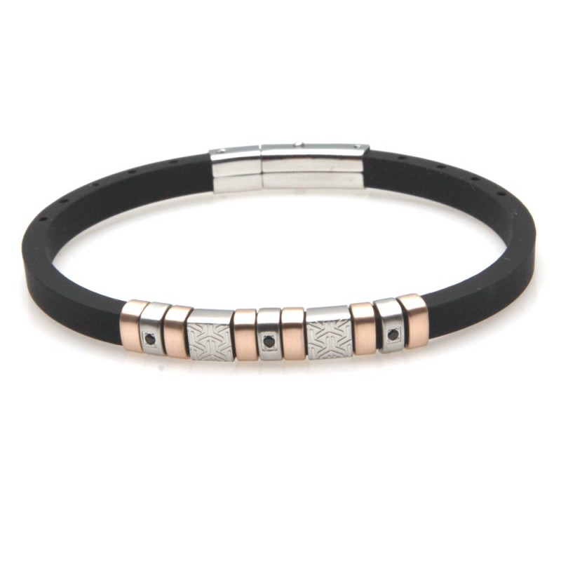 bracciale uomo elegante acciaio e caucciù