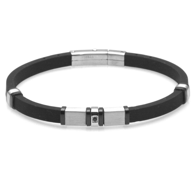 bracciale uomo elegante acciaio e caucciù