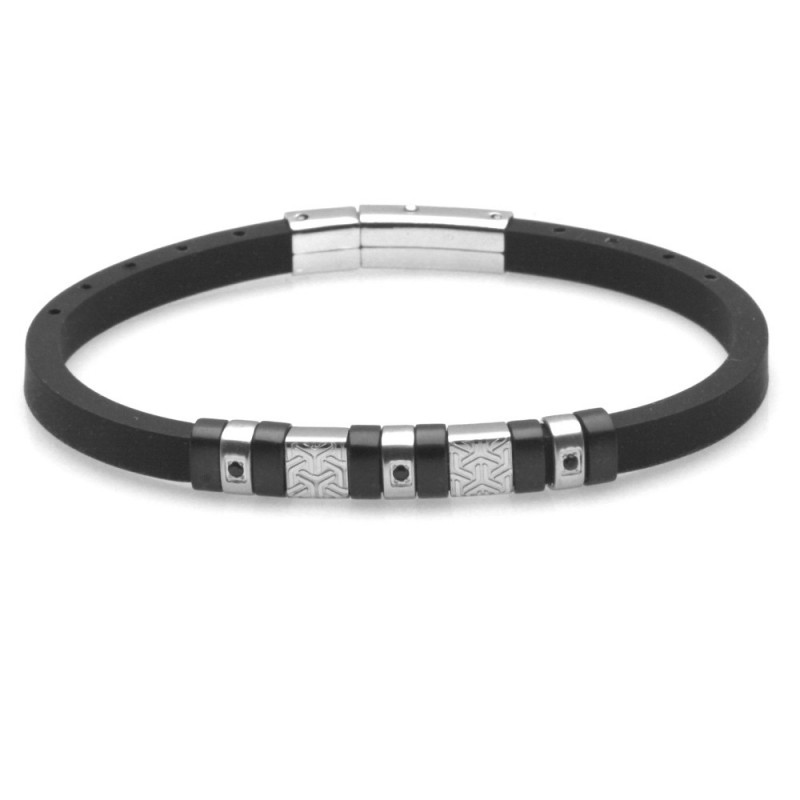 bracciale uomo elegante acciaio e caucciù