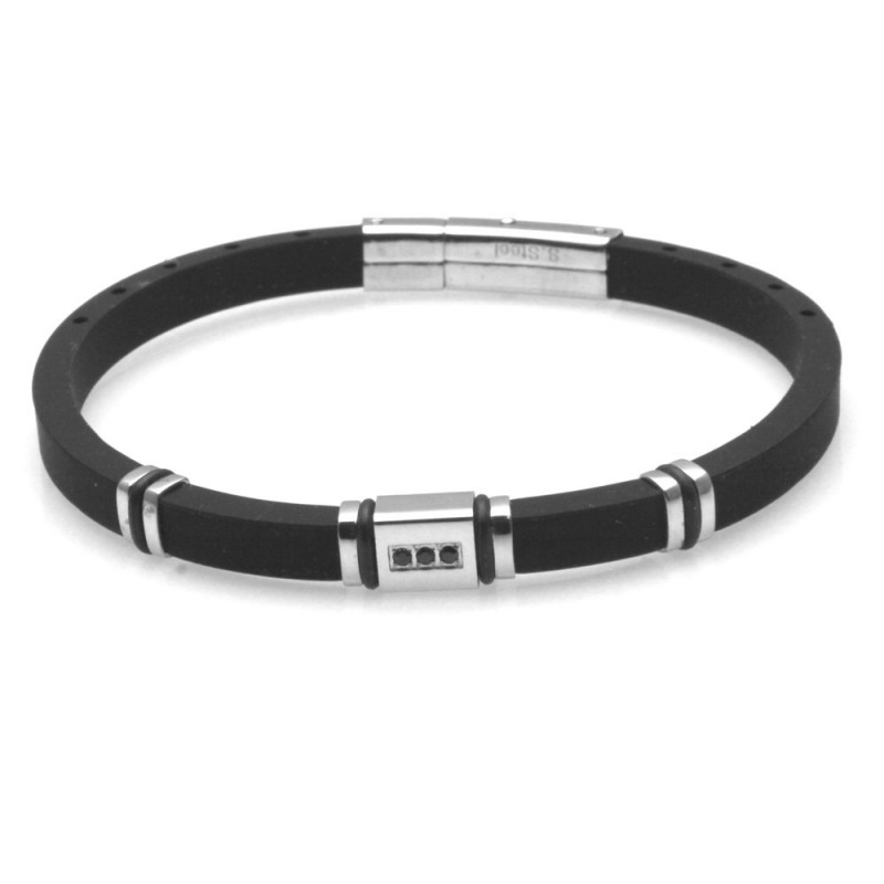 bracciale uomo elegante acciaio e caucciù