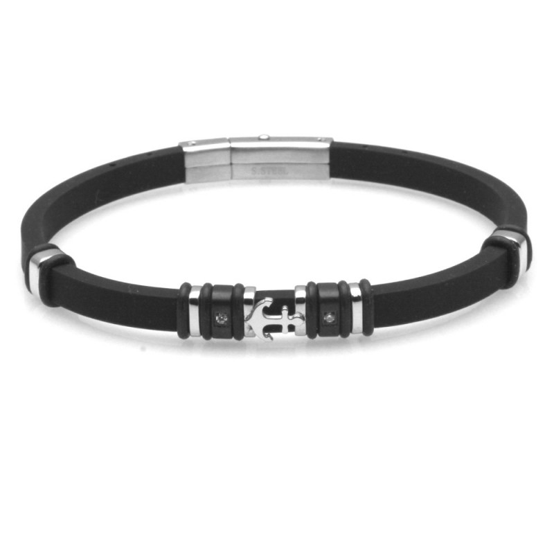 bracciale ancora uomo acciaio e caucciù
