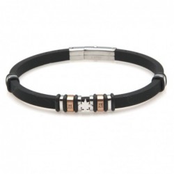 bracciale rosa dei ventiuomo acciaio e caucciù