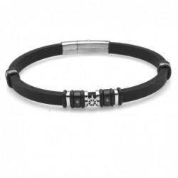 bracciale timone uomo acciaio e caucciù