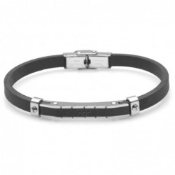 bracciale uomo elegante acciaio e caucciù